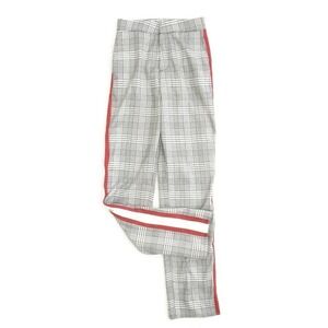Lovers + Friends Plaid Tailored Snap Track Pants Red Stripe Plaid Women's Small